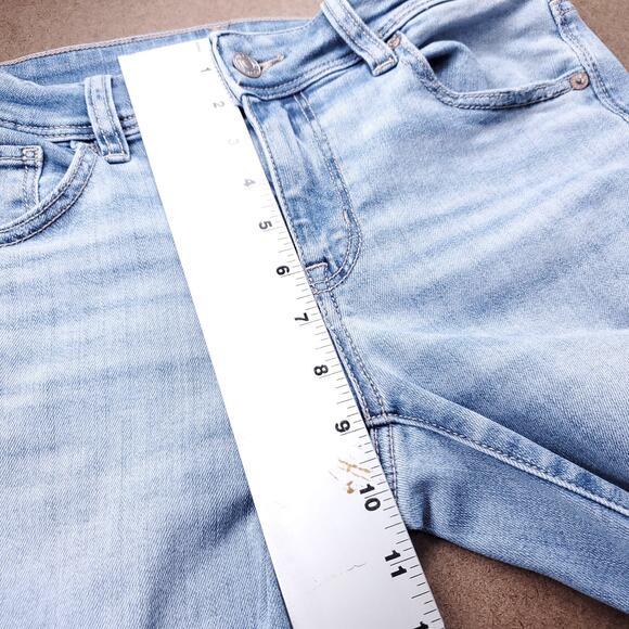 American Eagle Kick Boot Jeans Women 6S Light Blue Distressed Hem Retro Cowgirl - Picture 7 of 13